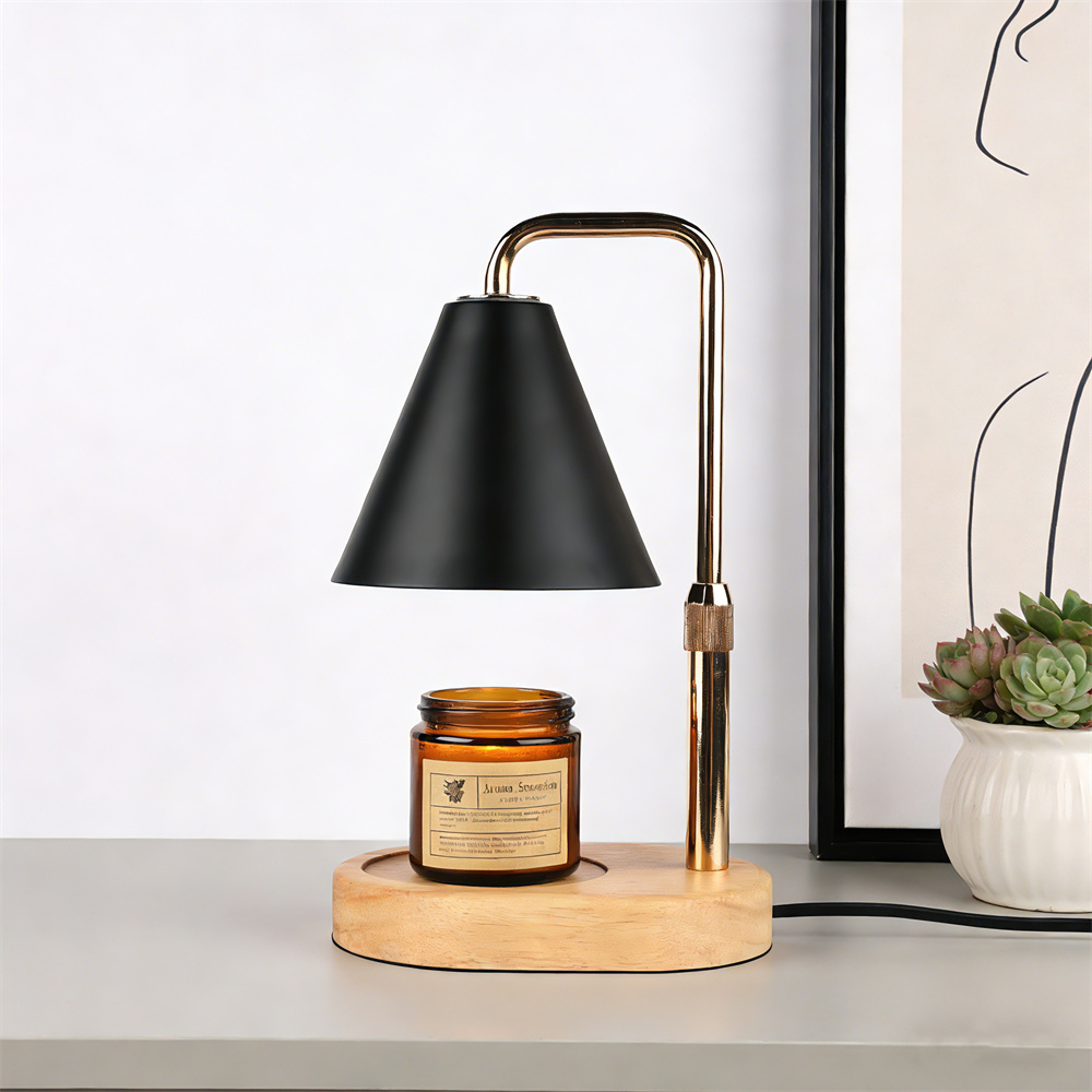 Silk Candle - Lampe chauffe-bougie noire avec minuterie, intensité