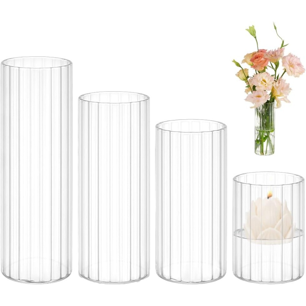 Candle Containers - Vases cylindriques en verre de 4