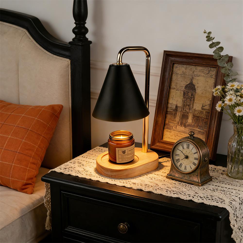 Lampe chauffe-bougie noire ave - Silk Candle avis et prix